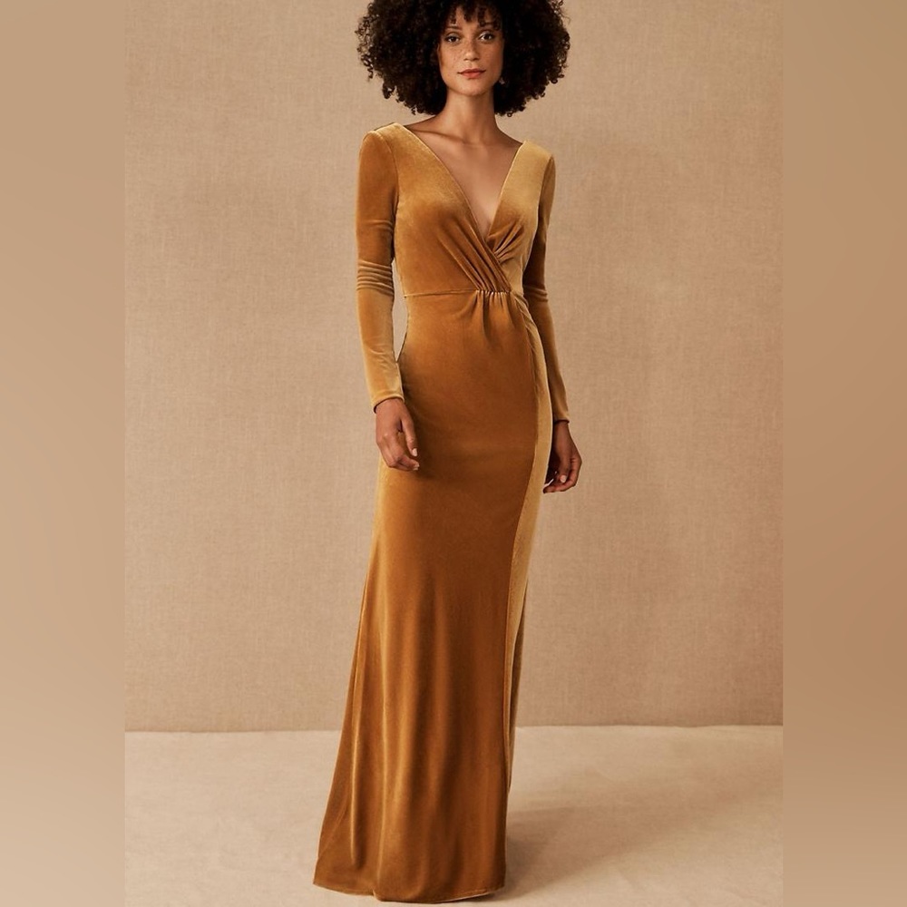 Long sleeved velvet Marigold dress by Jenny Yoo!